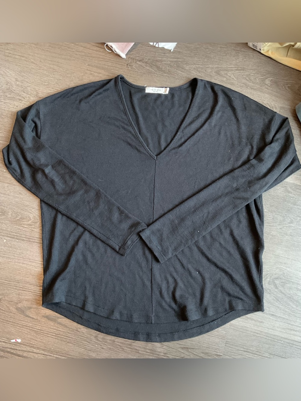 rag & bone Black V-Neck Knit Long Sleeve Top